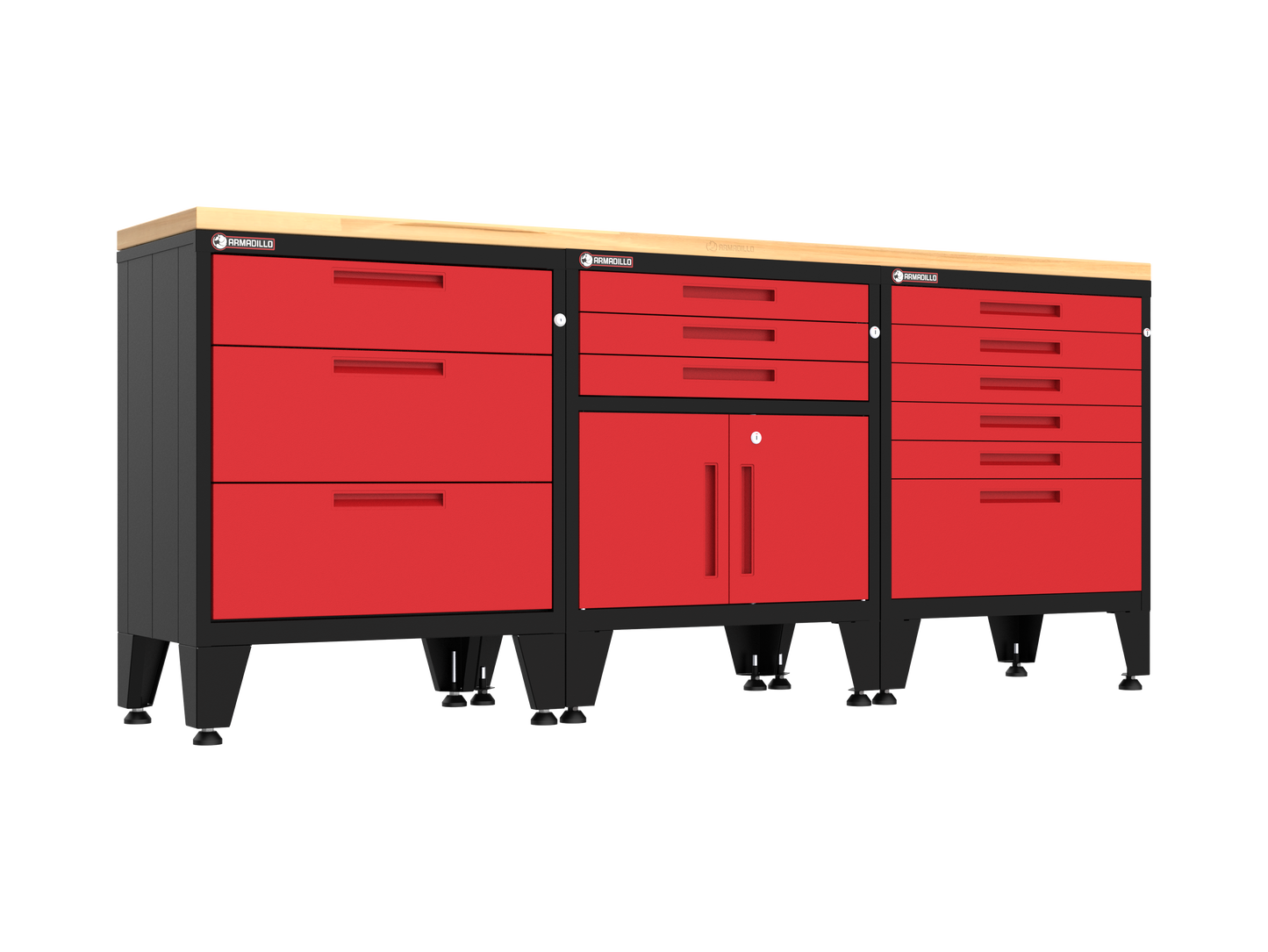 4-Piece Garage Cabinet Storage and Organization Set in Red