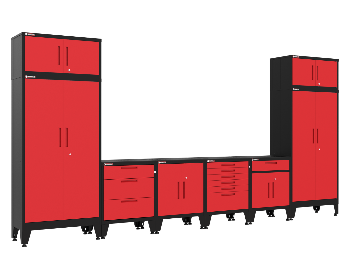8-Piece Garage Cabinet Storage and Organization Set in Red