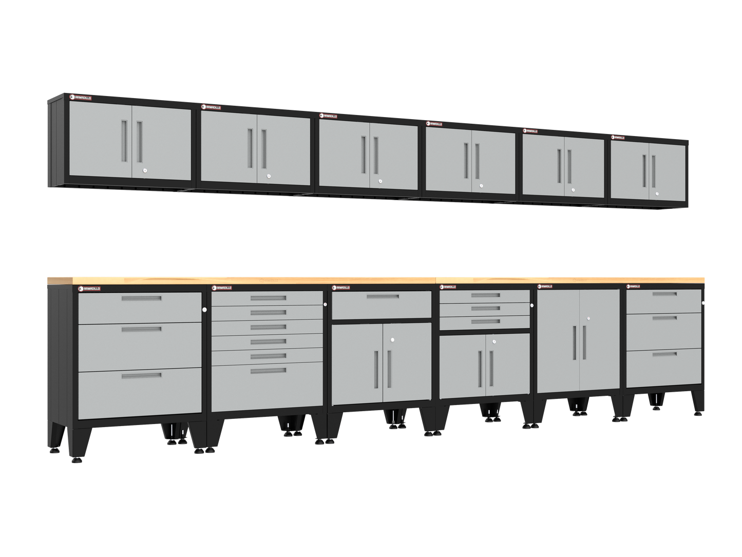 14-Piece Garage Cabinet Storage and Organization Set with Levelers in Gray
