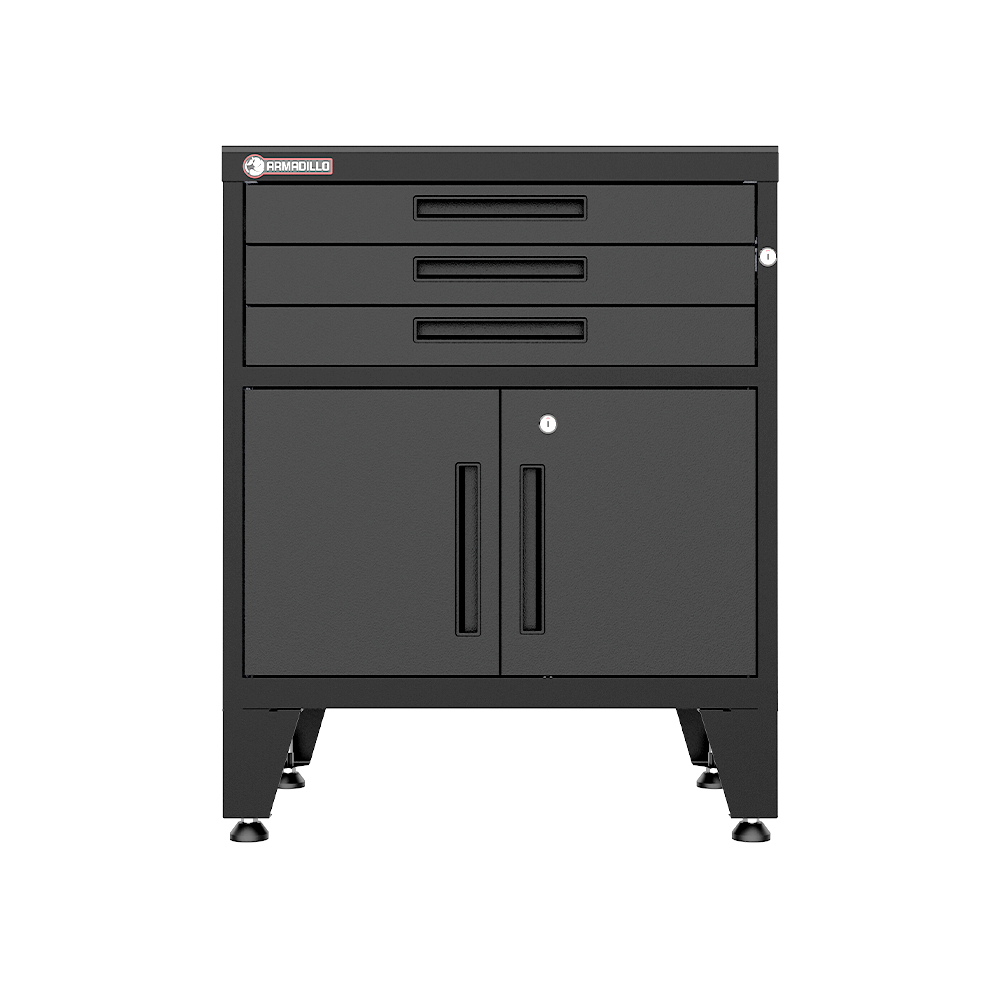 3-Drawer 2-Door Garage Storage Cabinet in Black