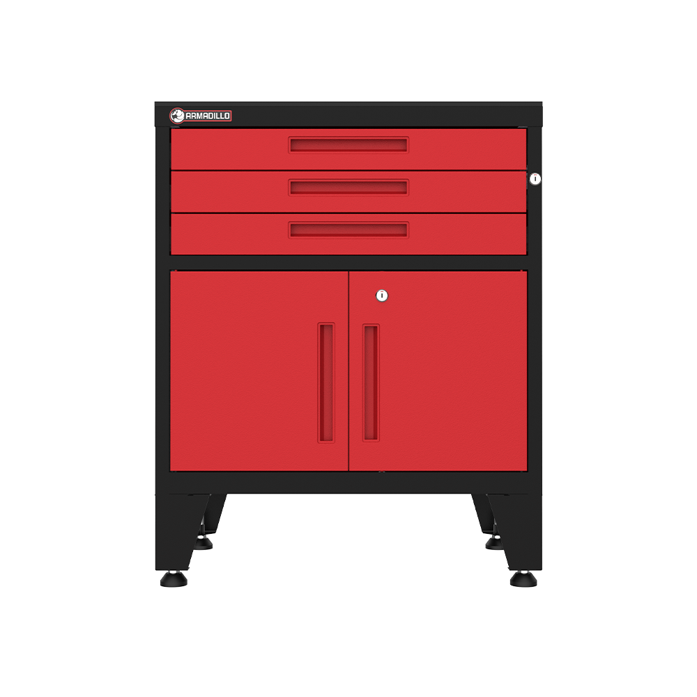 3-Drawer 2-Door Garage Storage Cabinet in Red