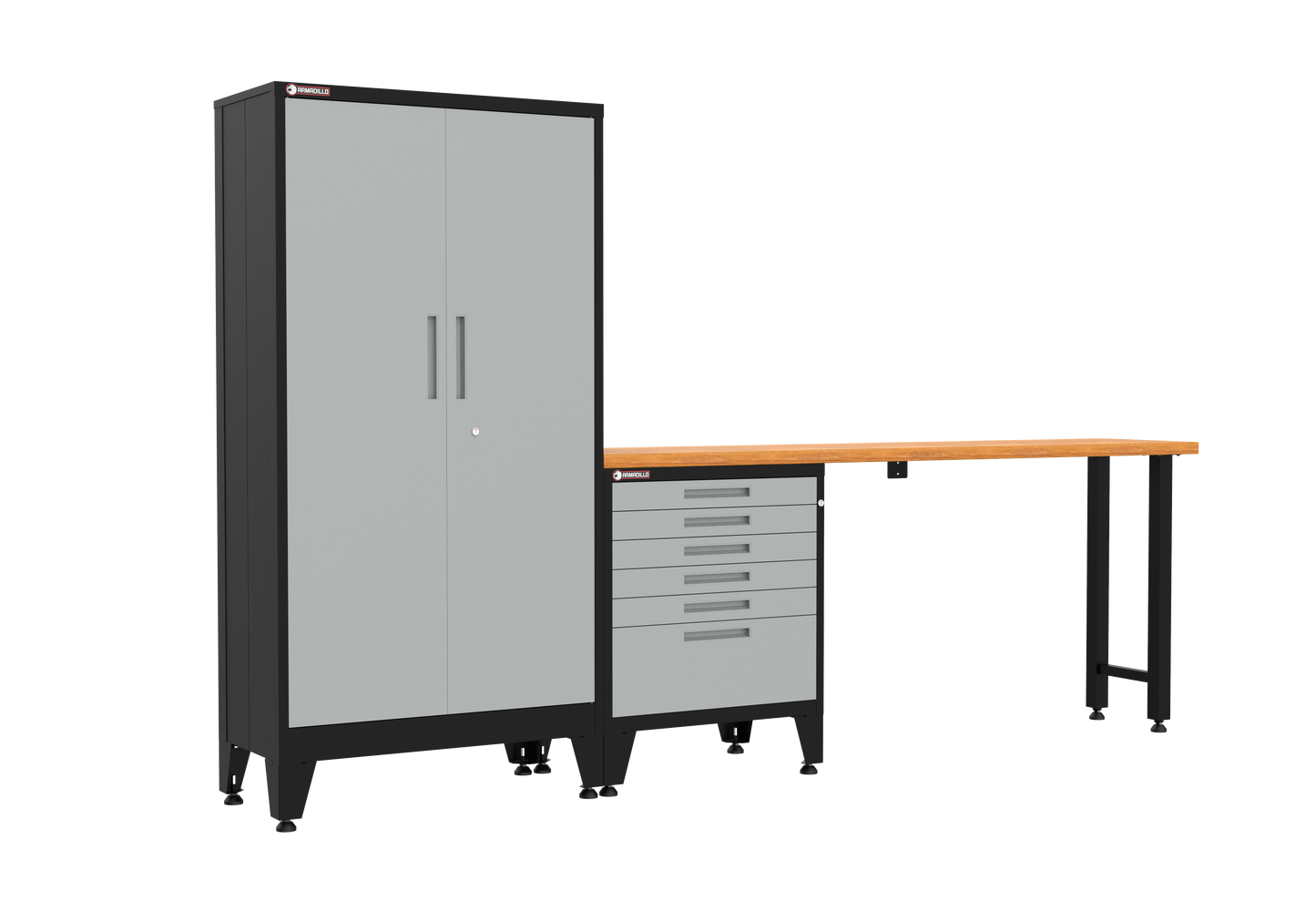 3-Piece Garage Cabinet Storage and Organization Set with Levelers in Grey