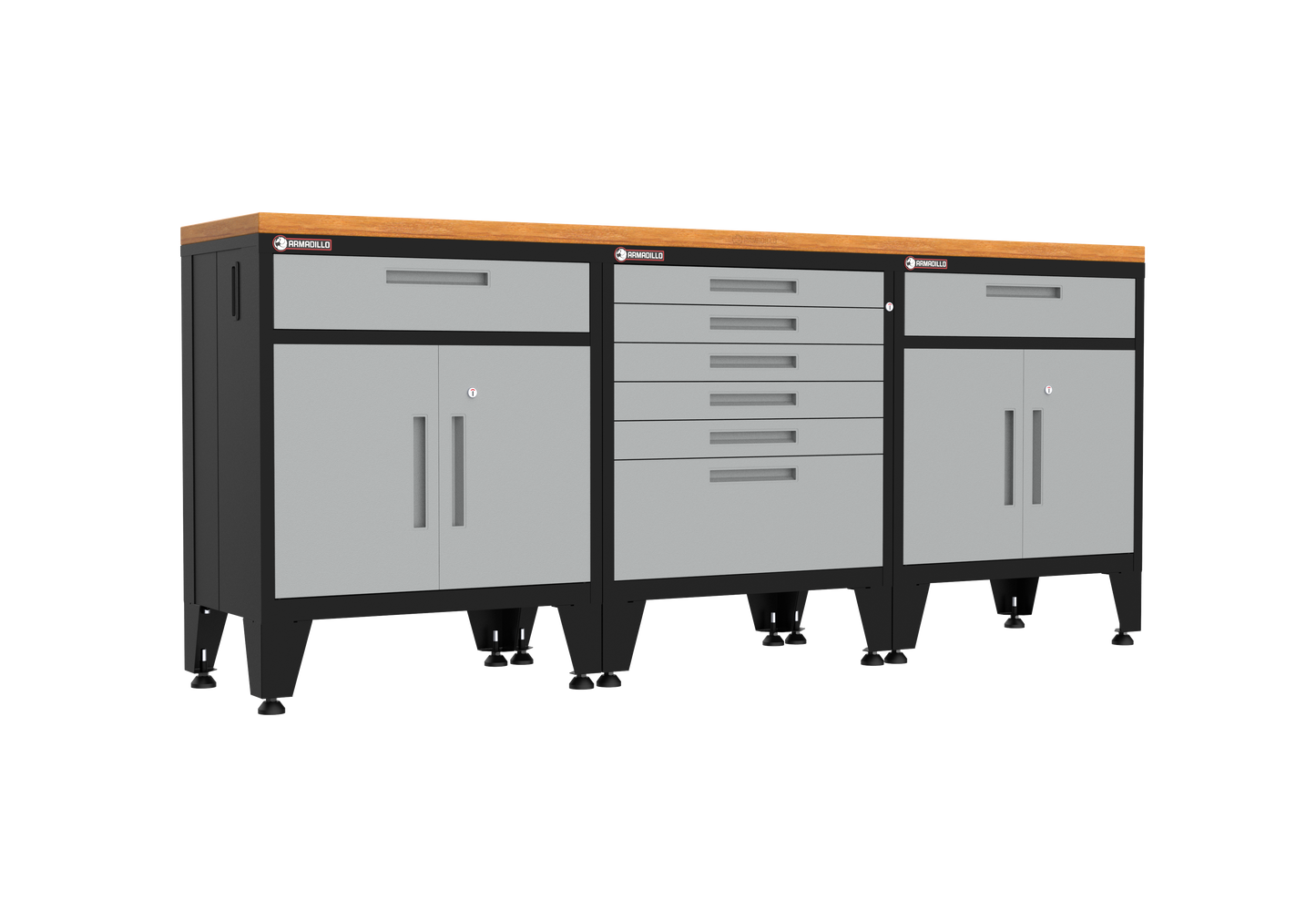 4-Piece Garage Cabinet Storage and Organization Set with Levelers in Grey