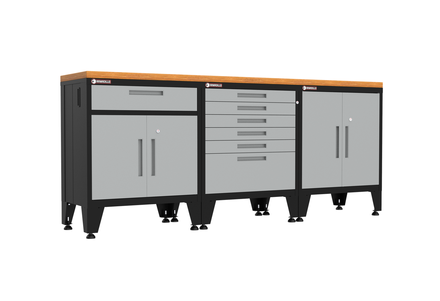 4-Piece Garage Cabinet Storage and Organization Set with Levelers in Grey