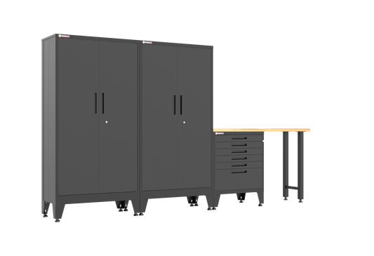 4-Piece Garage Cabinet Storage and Organization Set with Levelers in Black