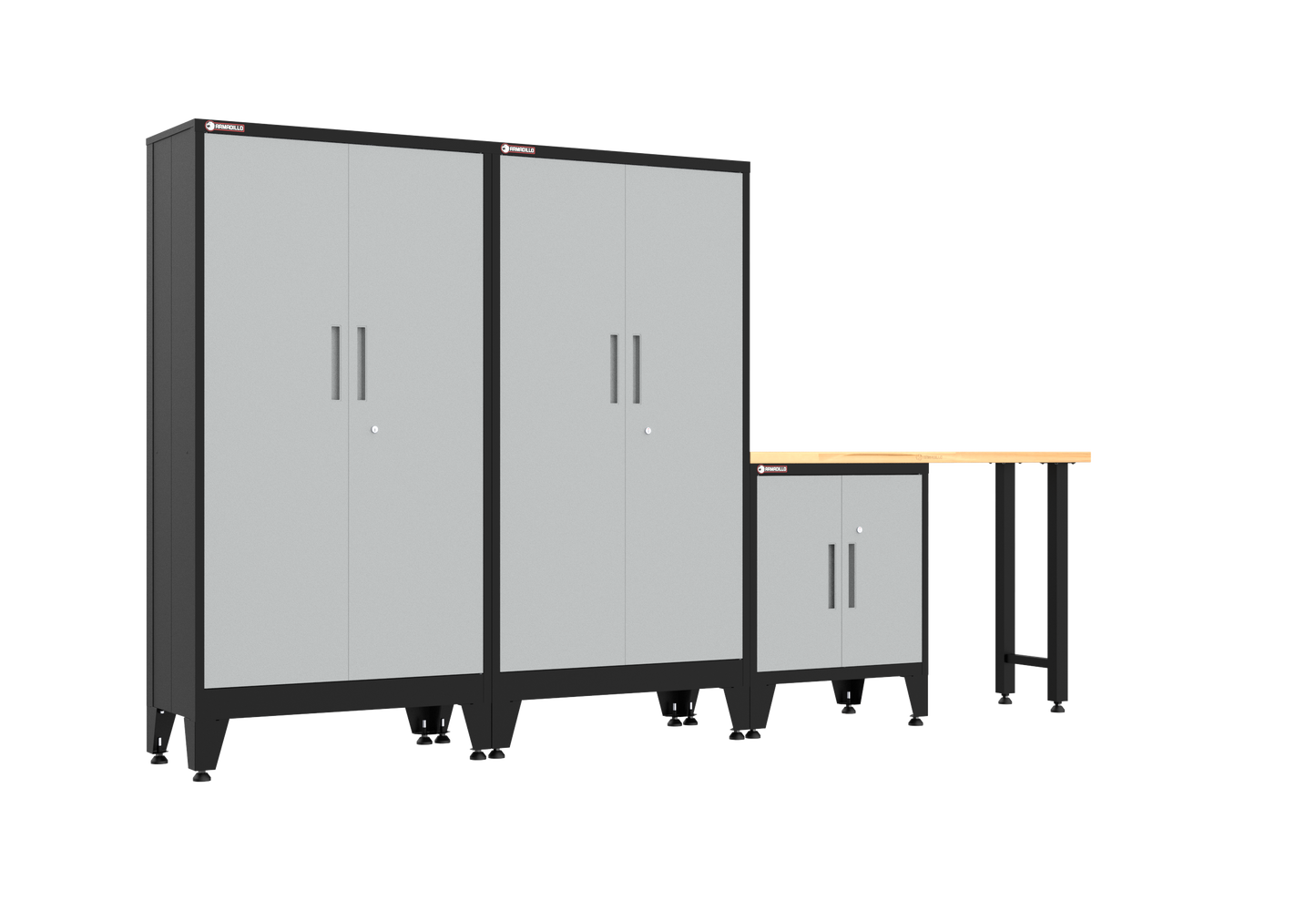 4-Piece Garage Cabinet Storage and Organization Set with Levelers in Grey