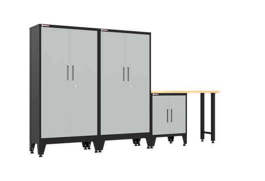 4-Piece Garage Cabinet Storage and Organization Set with Levelers in Grey