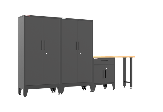 4-Piece Garage Cabinet Storage and Organization Set with Levelers in Black