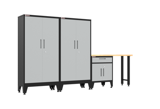 4-Piece Garage Cabinet Storage and Organization Set with Levelers in Grey