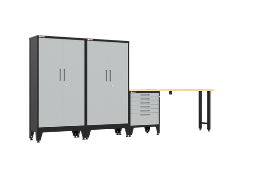 4-Piece Garage Cabinet Storage and Organization Set with Levelers in Grey