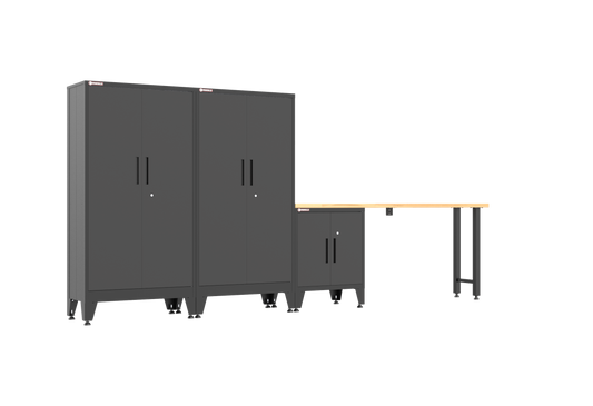 4-Piece Garage Cabinet Storage and Organization Set with Levelers in Black