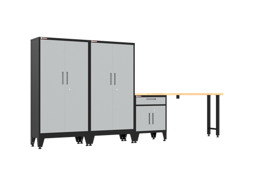 4-Piece Garage Cabinet Storage and Organization Set with Levelers in Grey