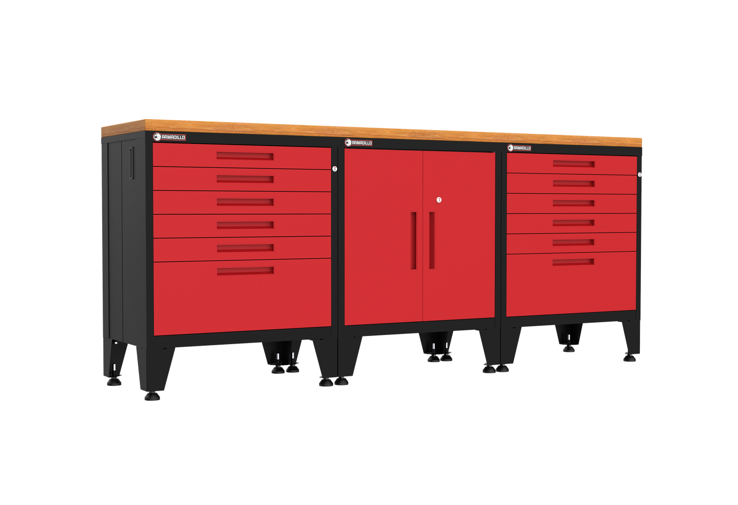 4-Piece Garage Cabinet Storage and Organization Set with Levelers in Red