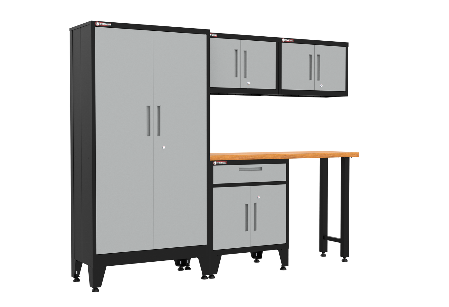 5-Piece Garage Cabinet Storage and Organization Set with Levelers in Grey