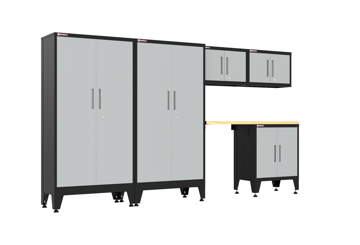 6-Piece Garage Cabinet Storage and Organization Set with Levelers in Grey