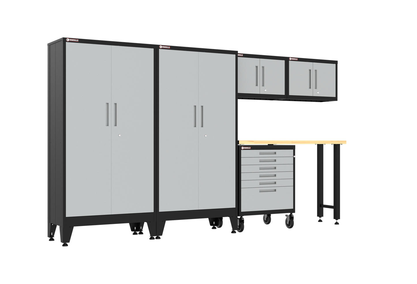 6-Piece Garage Cabinet Storage and Organization Set with Wheels in Grey