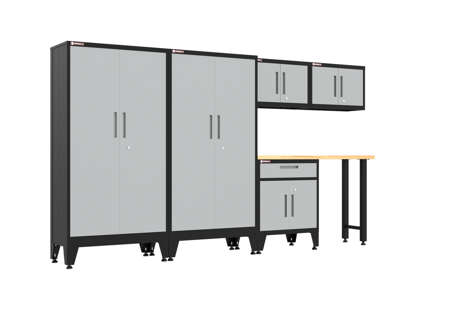 6-Piece Garage Cabinet Storage and Organization Set with Levelers in Grey