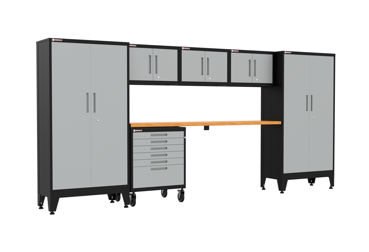 7-Piece Garage Cabinet Storage and Organization Set with Wheels in Grey