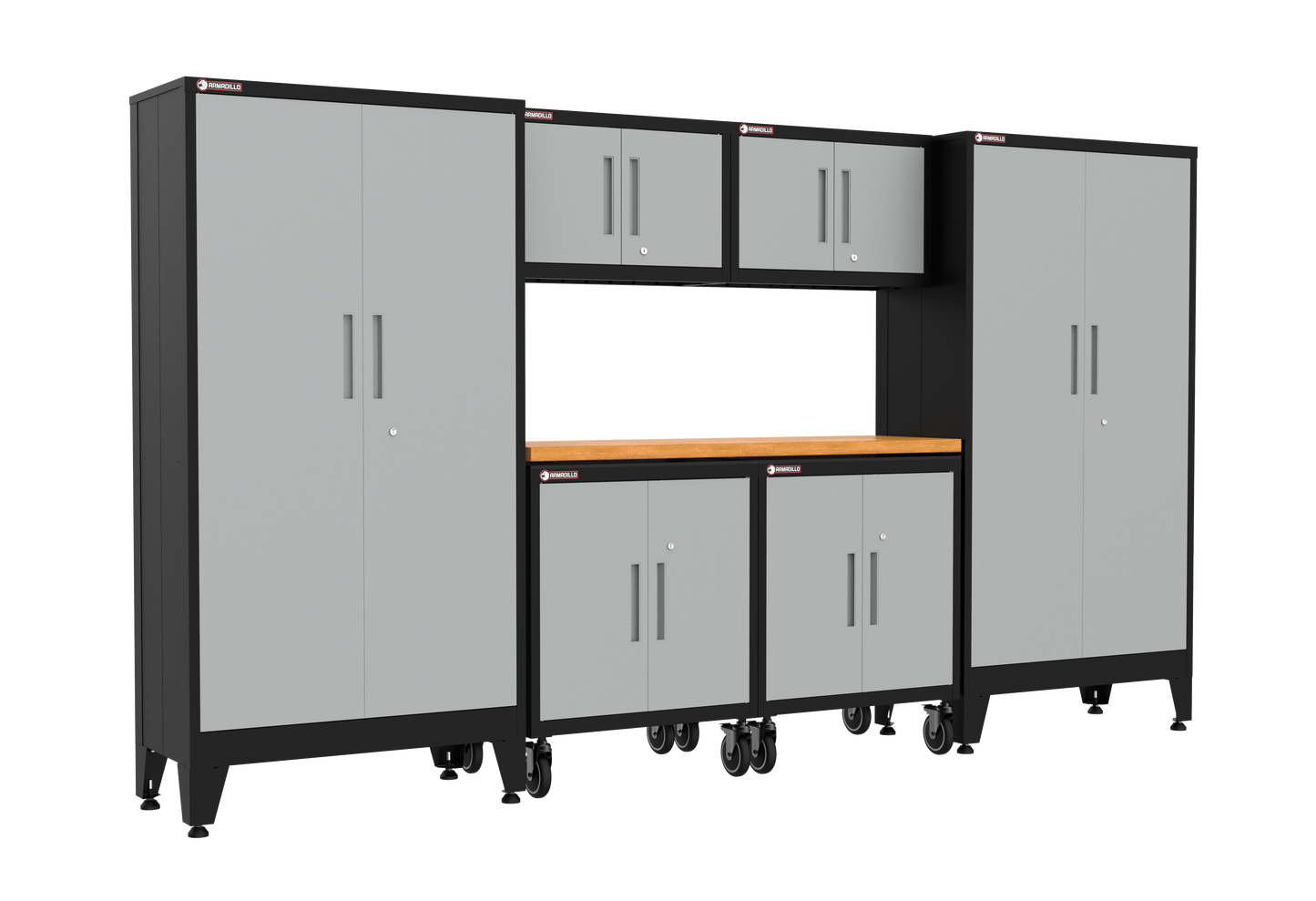 7-Piece Garage Cabinet Storage and Organization Set with Wheels in Grey