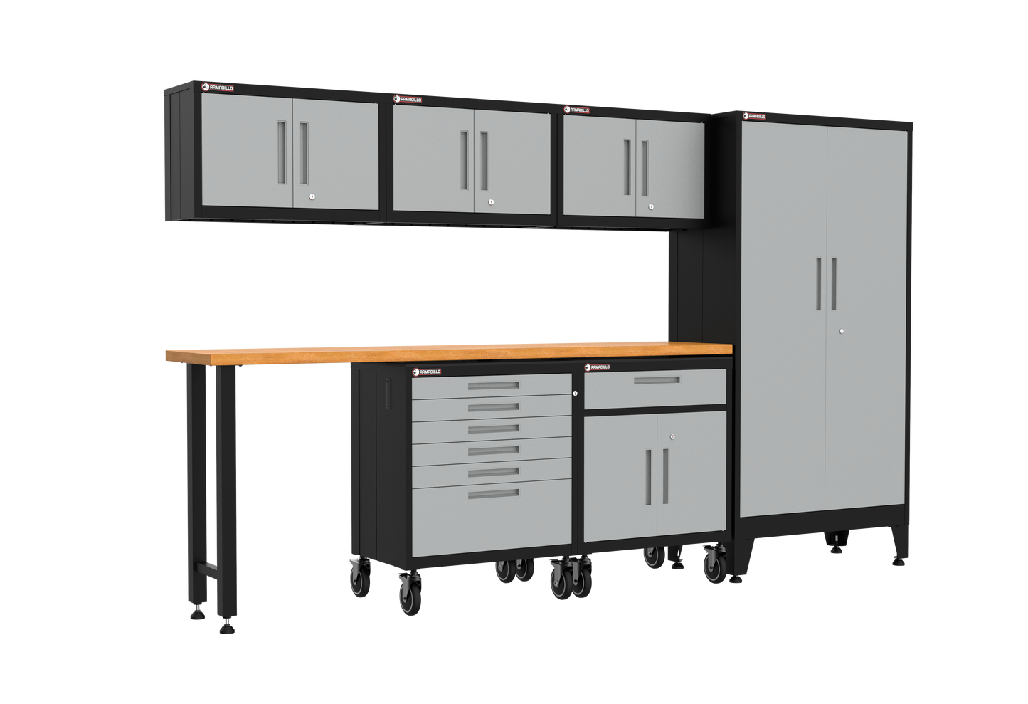 7-Piece Garage Cabinet Storage and Organization Set with Wheels in Grey