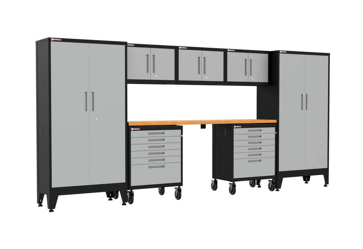8-Piece Garage Cabinet Storage and Organization Set with Wheels in Grey