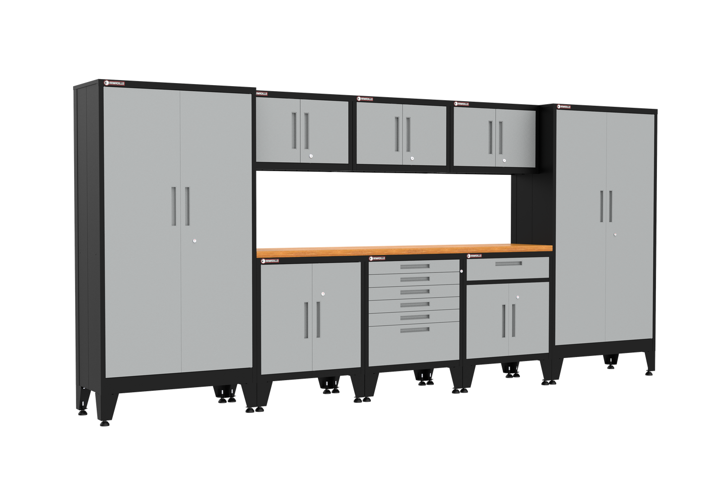9-Piece Garage Cabinet Storage and Organization Set with Levelers in Grey