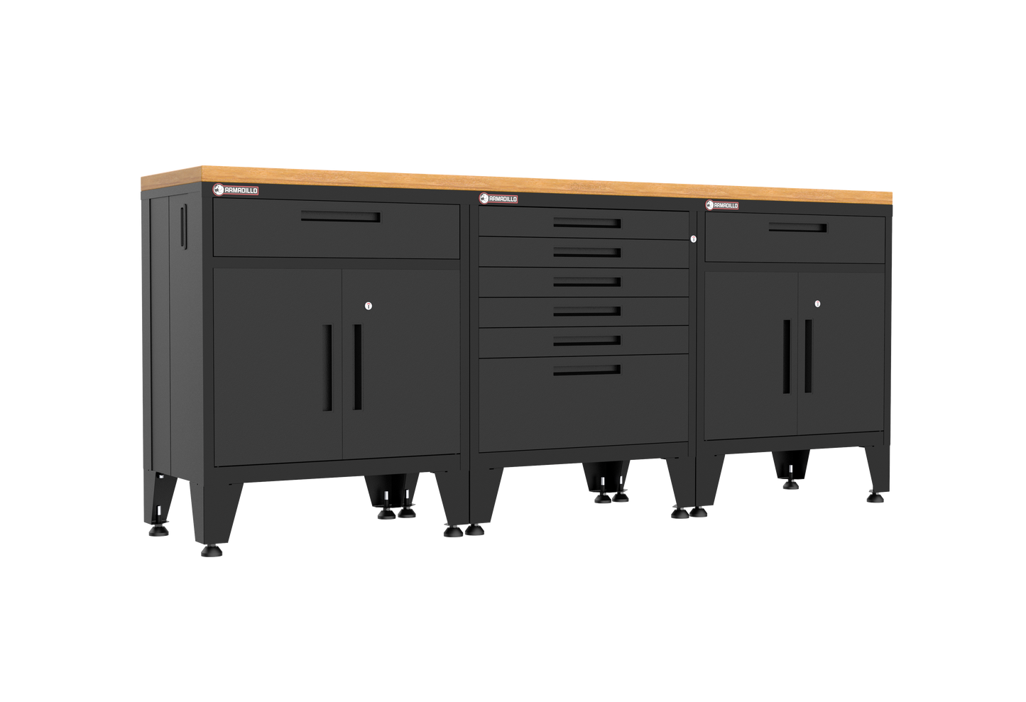 4-Piece Garage Cabinet Storage and Organization Set with Levelers in Black