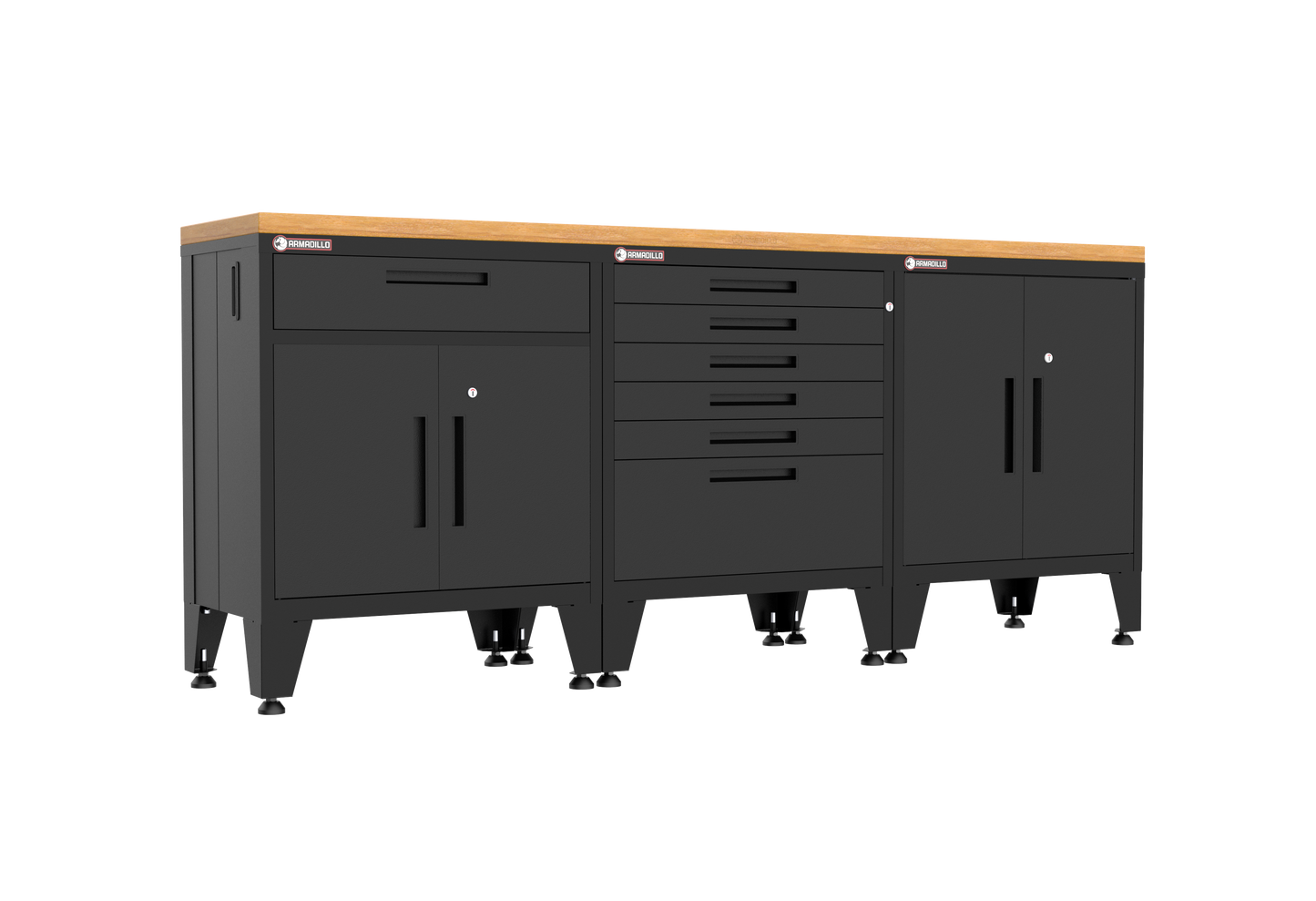 4-Piece Garage Cabinet Storage and Organization Set with Levelers in Black