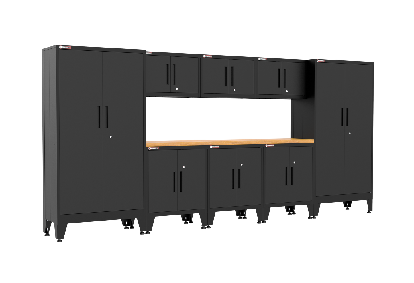 9-Piece Garage Cabinet Storage and Organization Set with Levelers in Black