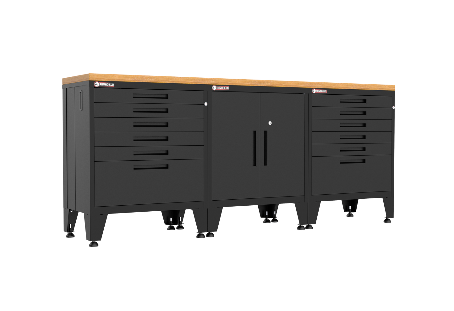 4-Piece Garage Cabinet Storage and Organization Set with Levelers in Black