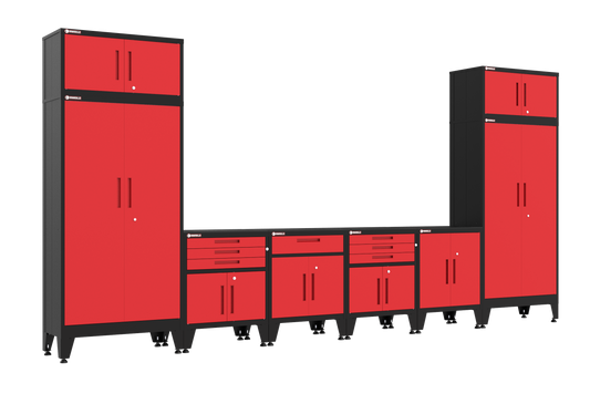 8-Piece Garage Cabinet Storage and Organization Set in Red