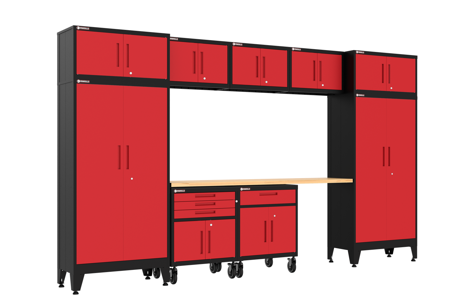 10-Piece Garage Cabinet Storage and Organization Set with Wheels in Red