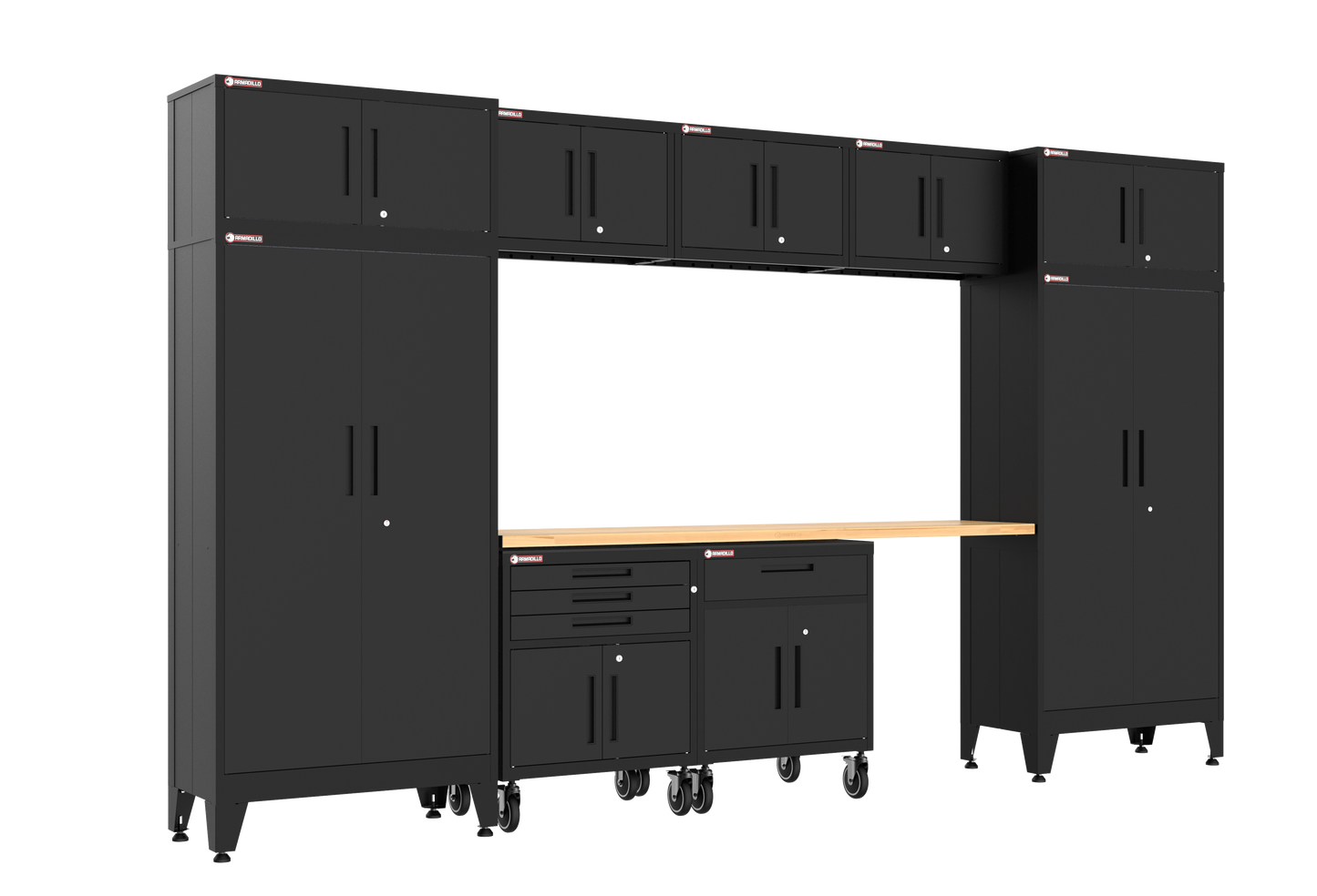 10-Piece Garage Cabinet Storage and Organization Set with Wheels in Black