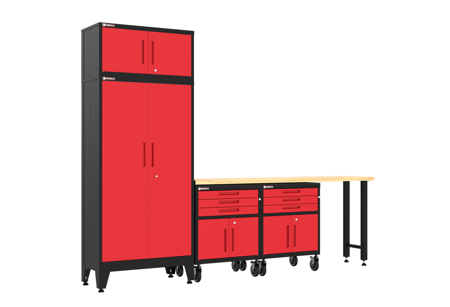 5-Piece Garage Cabinet Storage and Organization Set with Wheels in Red