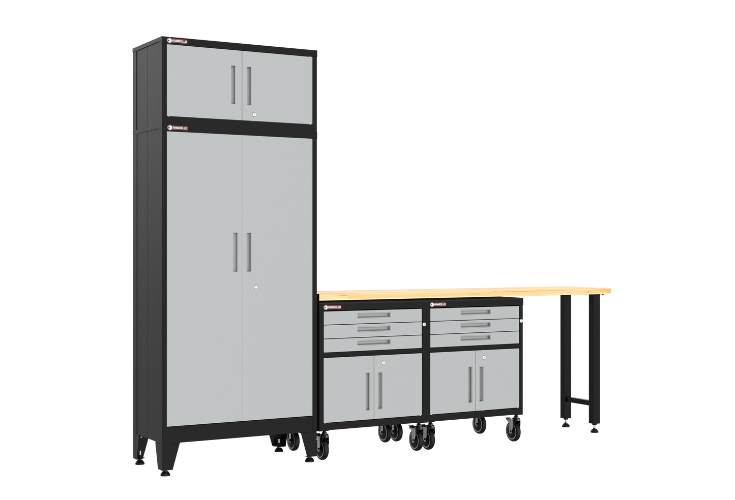 5-Piece Garage Cabinet Storage and Organization Set with Wheels in Grey