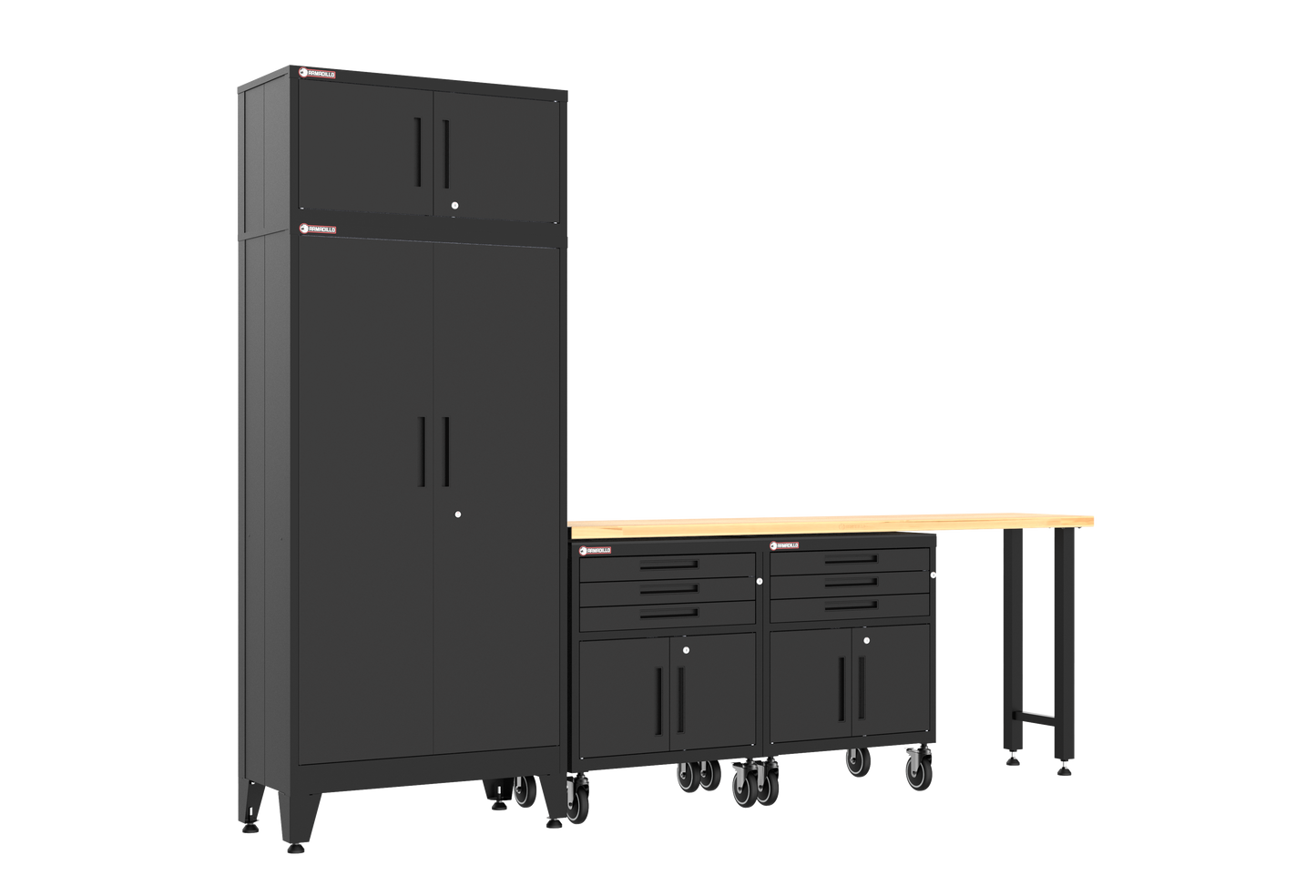 5-Piece Garage Cabinet Storage and Organization Set with Wheels in Black
