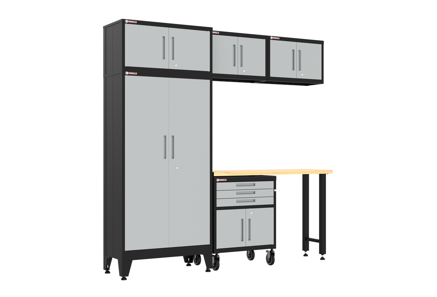 6-Piece Garage Cabinet Storage and Organization Set with Wheels in Grey