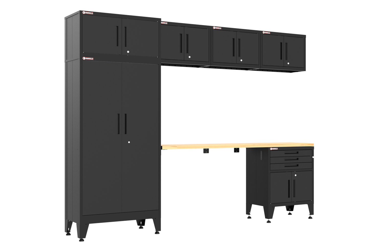 7-Piece Garage Cabinet Storage and Organization Set in Black