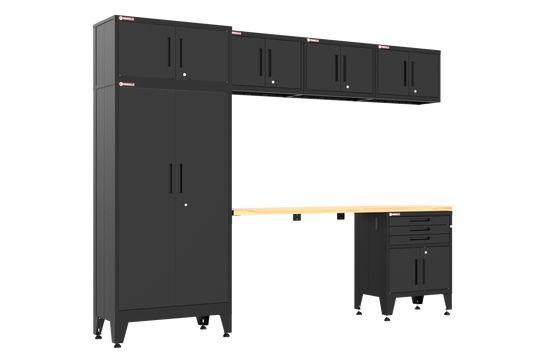 7-Piece Garage Cabinet Storage and Organization Set in Black