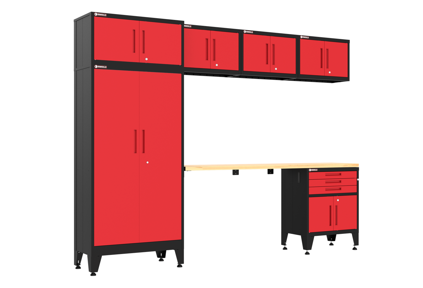 7-Piece Garage Cabinet Storage and Organization Set in Red