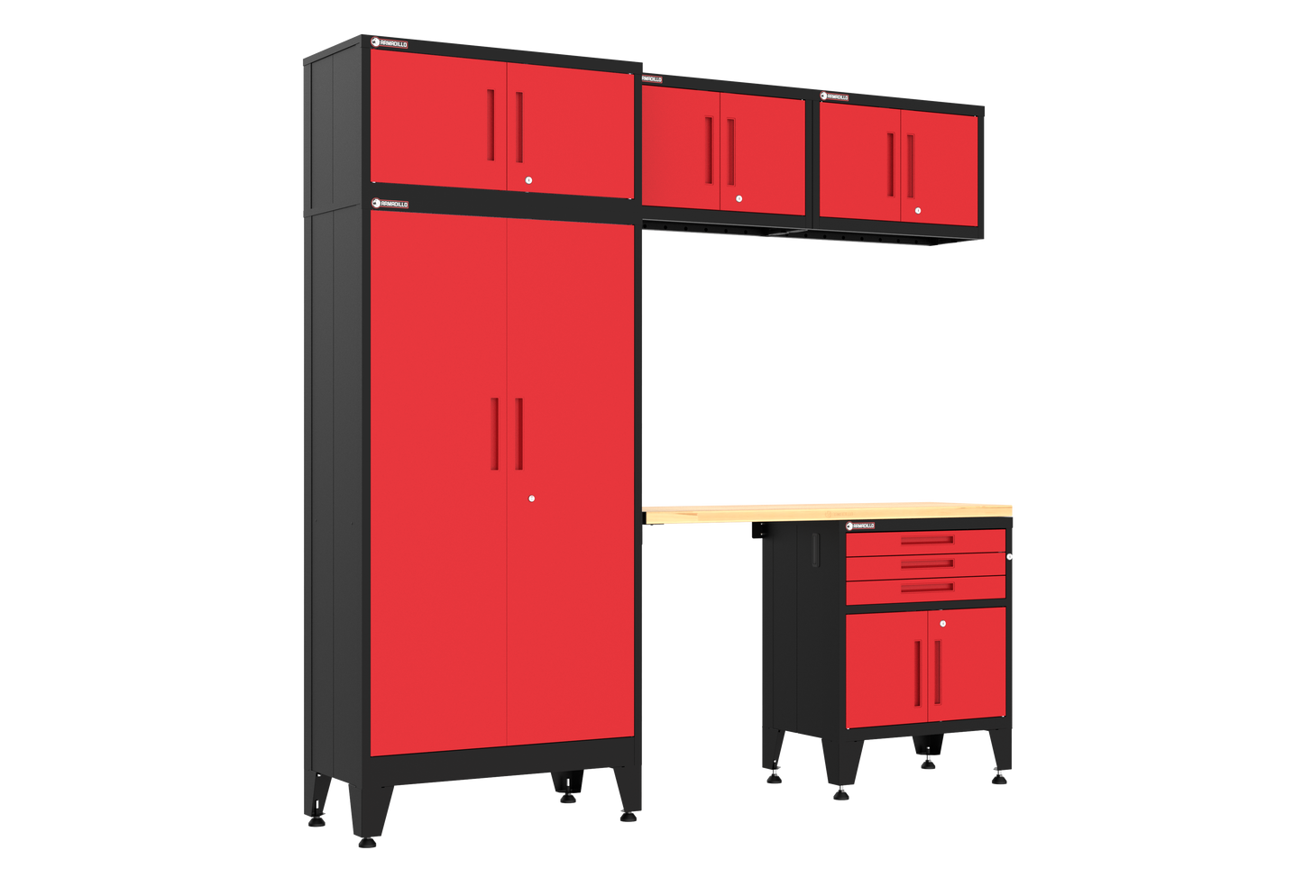 6-Piece Garage Cabinet Storage and Organization Set in Red