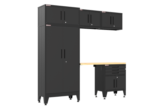 6-Piece Garage Cabinet Storage and Organization Set in Black