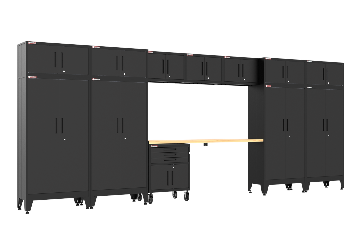 13-Piece Garage Cabinet Storage and Organization Set with Wheels in Black