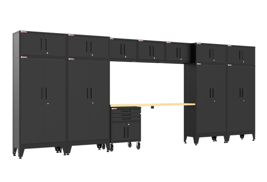 13-Piece Garage Cabinet Storage and Organization Set with Wheels in Black