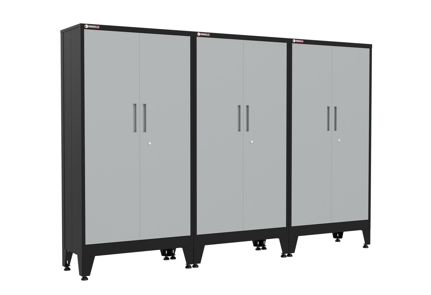 3-Piece Garage Cabinet Storage and Organization Set with Levelers in Grey