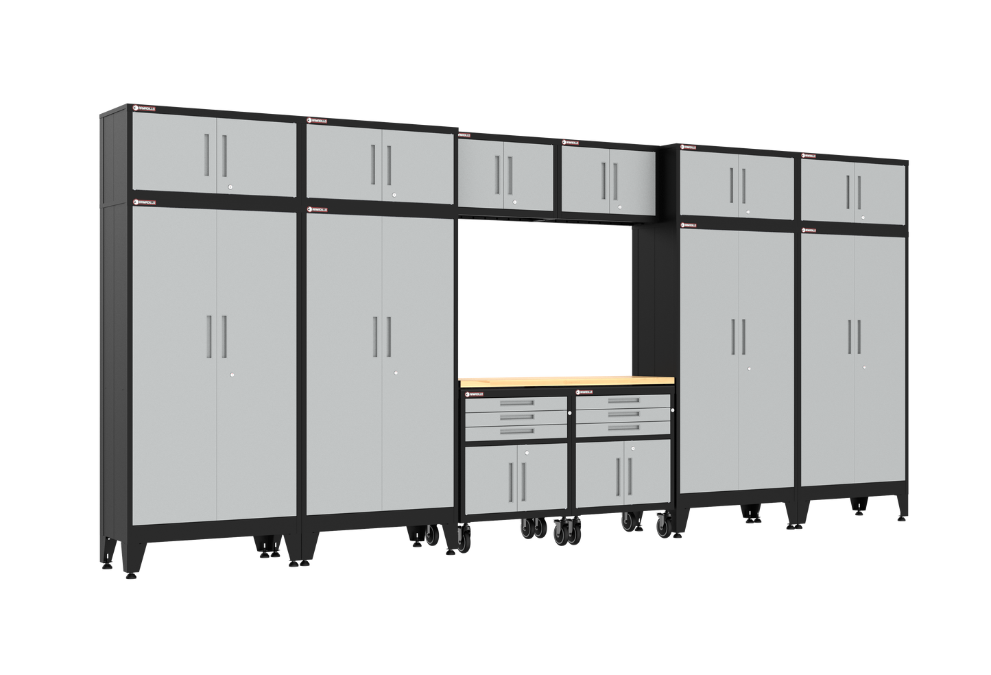 13-Piece Garage Cabinet Storage and Organization Set with Wheels in Grey