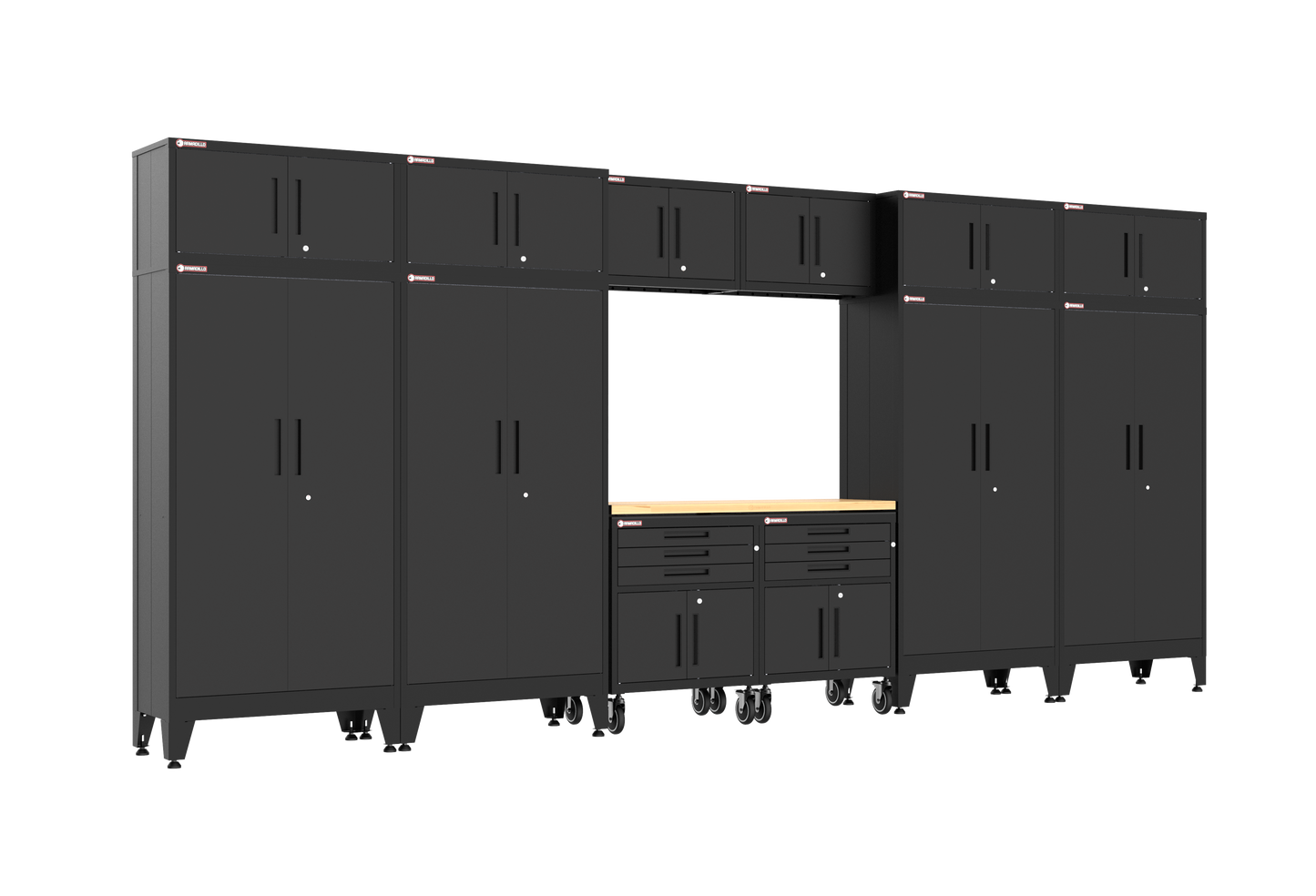 13-Piece Garage Cabinet Storage and Organization Set with Wheels in Black