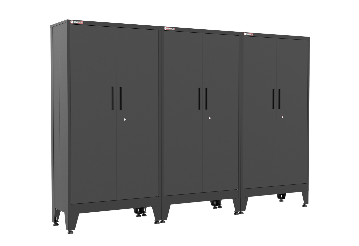 3-Piece Garage Cabinet Storage and Organization Set with Levelers in Black