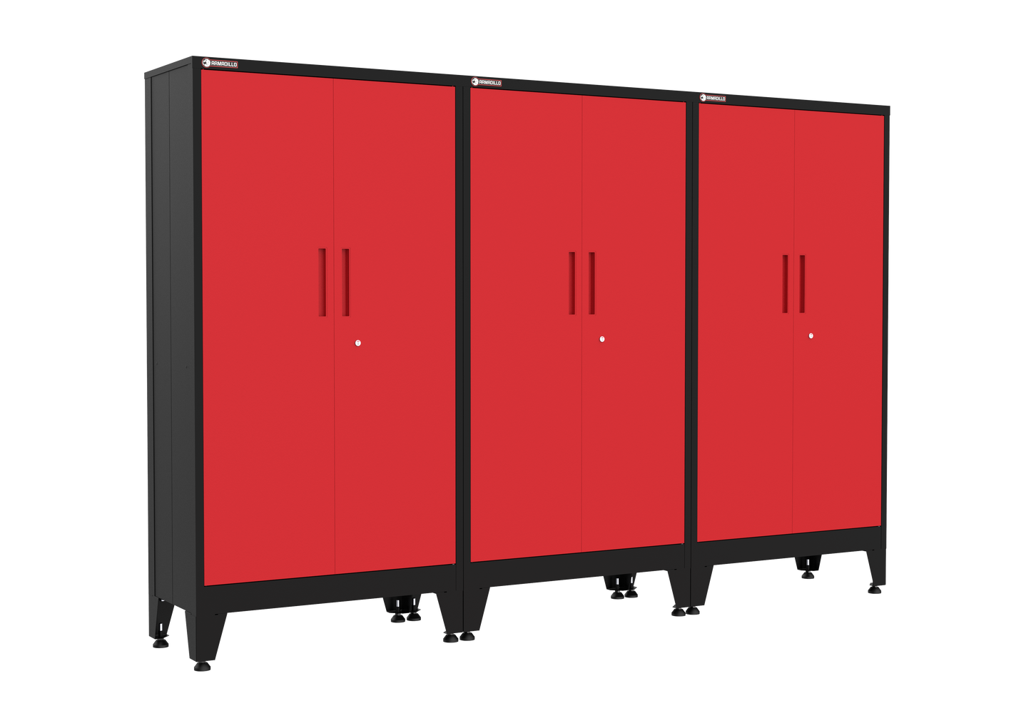 3-Piece Garage Cabinet Storage and Organization Set with Levelers in Red