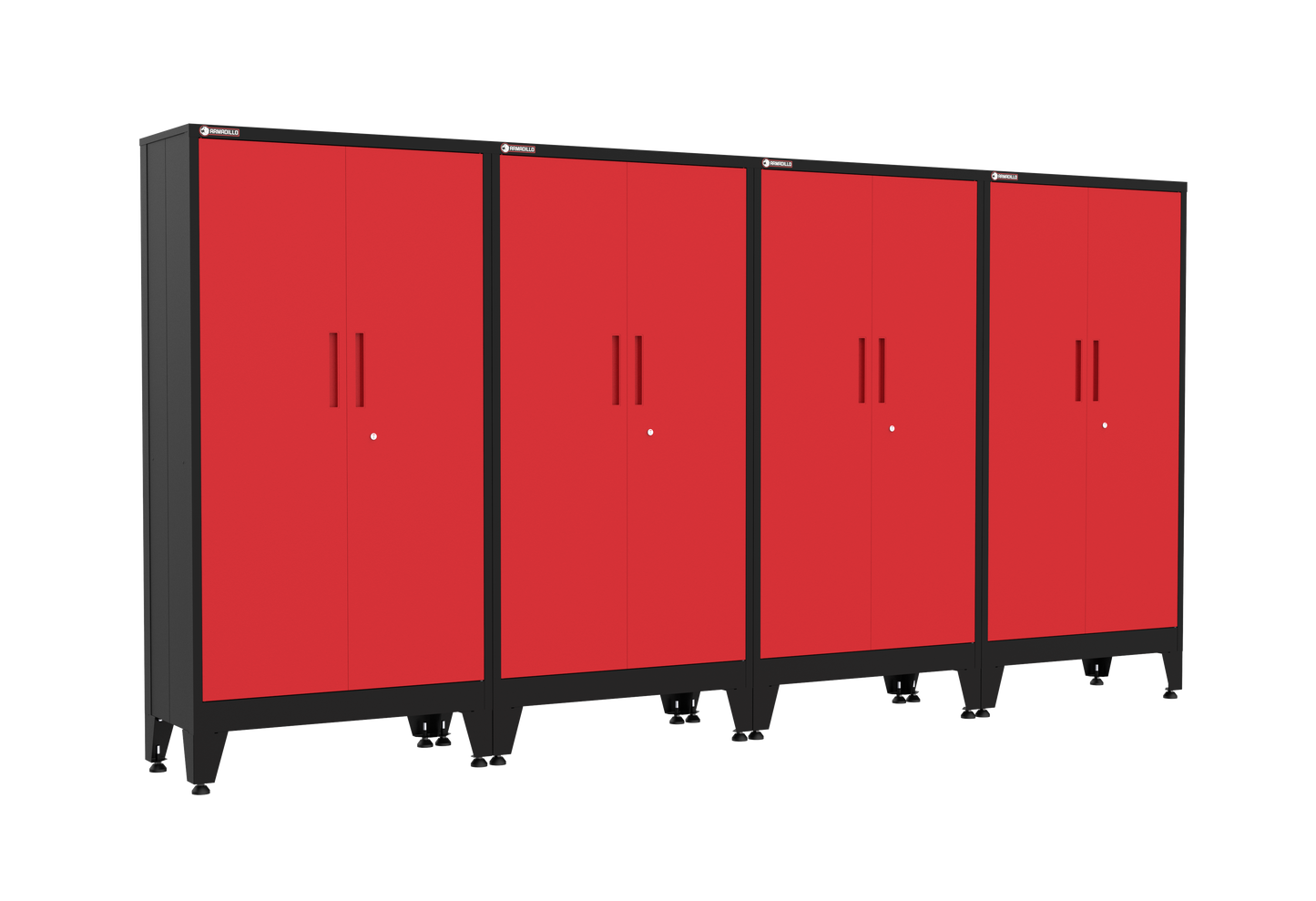 4-Piece Garage Cabinet Storage and Organization Set with Levelers in Red